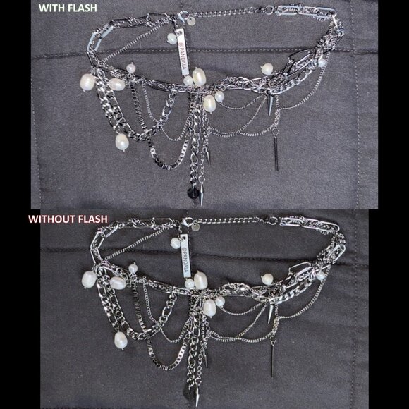 Pearl Layered Silver Chain Choker Necklace Dramatic - Picture 4 of 6